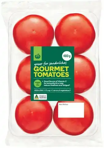 Woolworths Australian Gourmet Tomatoes 480g Pack offer