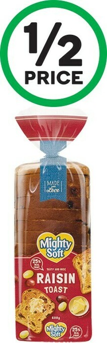 Woolworths Mighty Soft Raisin Toast 600g offer