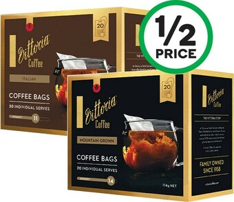 Woolworths Vittoria Coffee Bags Pk 20 offer