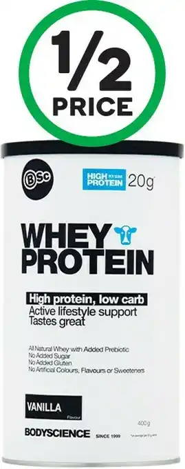 Woolworths BSC Whey Protein 400gΔ offer