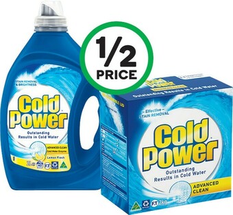 Woolworths Cold Power Advanced Laundry Liquid 1.8-2 Litre or Powder 1.8-2 kg offer