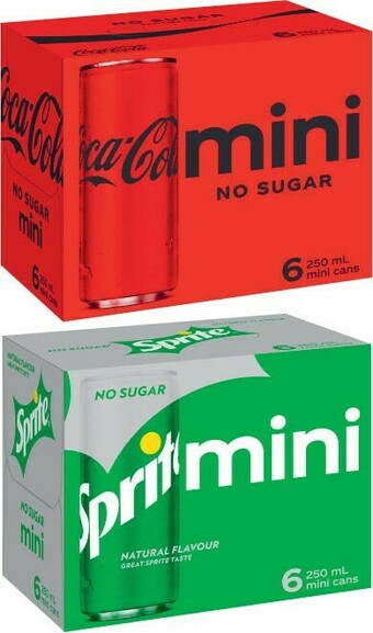 Coles Coca-Cola, Fanta or Sprite Mini Soft Drink 6x250mL offer