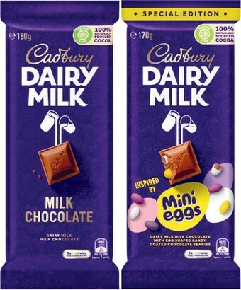 Coles Cadbury Family, Marvellous Creations or Bubbly Block Chocolate 160g-190g offer