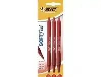 Officeworks BIC SoftFeel Retractable Ballpoint Pens Red 3 Pack offer