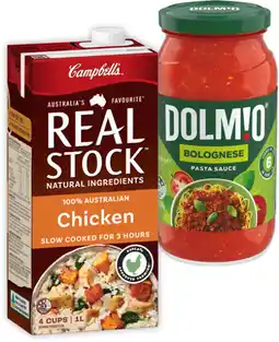 IGA Campbell’s Real Stock 1 Litre or Dolmio Pasta Sauce 490-500g Selected Varieties offer