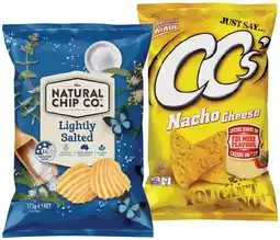IGA The Natural Chip Co., CC’s Corn Chips or Samboy Potato Chips 175g Selected Varieties offer