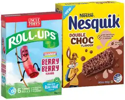 IGA Uncle Tobys Roll‑Ups, Nestlé Nesquik Bar 6 Pack or Muesli Bars 5‑6 Pack Selected Varieties offer