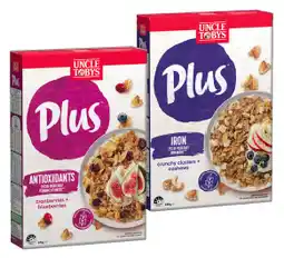 IGA Uncle Tobys Plus Cereal 620‑705g Selected Varieties offer