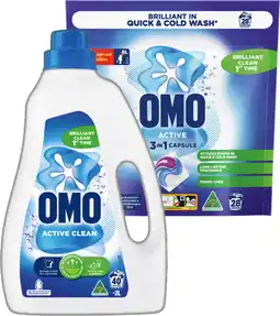 IGA OMO Laundry Capsules 28 Pack, Liquid 2 Litre or Powder 2kg Selected Varieties offer