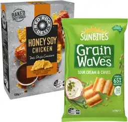 IGA Sunbites Grain Waves Chips 170g or Red Rock Deli Style Crackers 130-135g Selected Varieties offer
