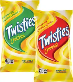 IGA Tasty Mix Small Bag 65-90g or Twisties Mini Canister 40g Selected Varieties offer