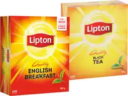 IGA Lipton Quality Black Tea or English Breakfast Tea Bags 100 Pack offer