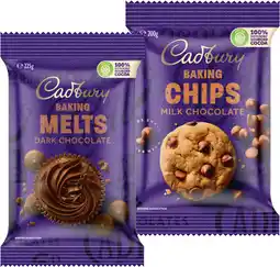IGA Cadbury Baking Chocolate Chips 200g, Melts 225g or Block 180g Selected Varieties offer