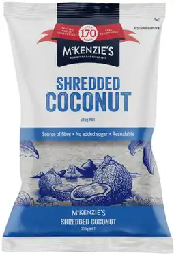 IGA McKenzie’s Coconut 150‑225g Selected Varieties offer