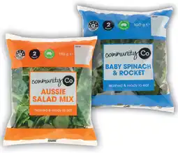 IGA Community Co Aussie Salad Mix 110g or Baby Spinach & Rocket 100g offer