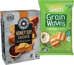 IGA Sunbites Grain Waves Wholegrain Chips 170g or Red Rock Deli Crackers 130-135g Selected Varieties offer