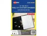 Officeworks Avery Polypropylene A4 Printed Tabs Dividers 1 -20 White offer