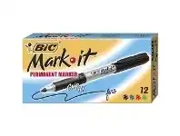 Officeworks BIC Mark-It Fine Permanent Markers Black 12 Pack offer