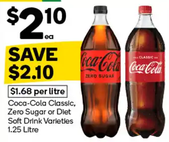 Woolworths Coca-Cola Classic, Zero Sugar or Diet Soft Drink Varieties offer