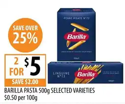 Supabarn Barilla Pasta 500g Selected Varieties offer