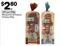 Woolworths Woolworths Soft Bread Varieties offer
