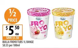 Supabarn Bulla Froyo Tubs 1L Range offer
