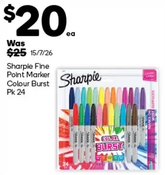 Woolworths Sharpie Fine Point Marker Colour Burst offer