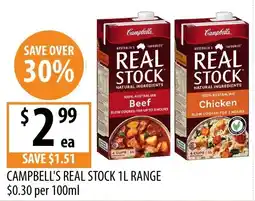 Supabarn Campbell's Real Stock 1L Range offer
