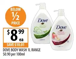 Supabarn Dove Body Wash 1L Range offer