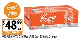 Supabarn Coopers Dry 3.5% Low Carb Can offer