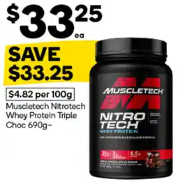 Woolworths MuscleTech Nitrotech Whey Protein Triple Choc offer