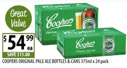 Supabarn Coopers Original Pale Ale Bottles & Cans offer