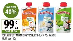 Supabarn Yoplait Petit Miam Kids Yoghurt Pouch offer