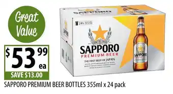 Supabarn Sapporo Premium Beer Bottles offer