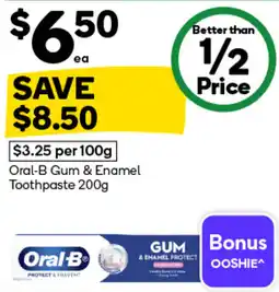 Woolworths Oral-B Gum & Enamel Toothpaste offer