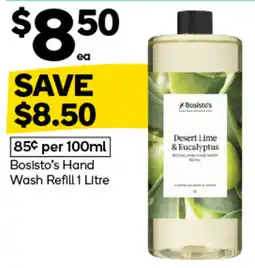 Woolworths Bosisto's Hand Wash Refill 1 Litre offer