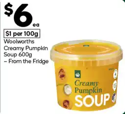 Woolworths Woolworths Creamy Pumpkin Soup offer