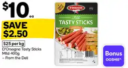 Woolworths D'Orsogna Tasty Sticks Mild offer