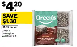 Woolworths Green's Lamington Varieties Pk 4 offer