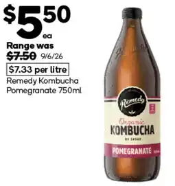 Woolworths Remedy Kombucha Pomegranate offer