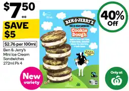 Woolworths Ben & Jerry's Mini Ice Cream Sandwiches offer