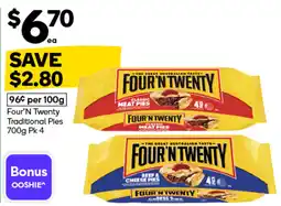 Woolworths Four'n Twenty Traditional Pies offer