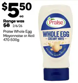 Woolworths Praise Whole Egg Mayonnaise offer