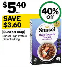 Woolworths Sunsol High Protein Granola offer