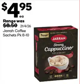 Woolworths Jarrah Coffee Sachets offer