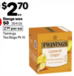 Woolworths Twinings Lemon & Ginger Tea Bags offer