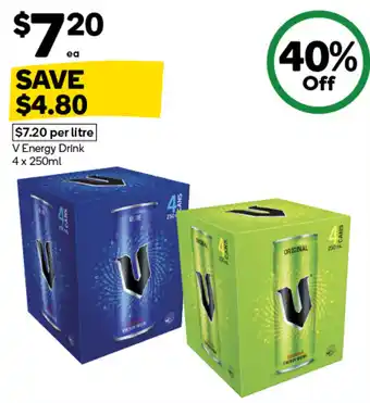Woolworths V Energy Drink offer