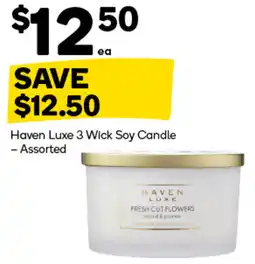 Woolworths Haven Luxe 3 Wick Soy Candle - Assorted offer