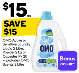 Woolworths OMO Active or Sensitive Laundry Liquid offer