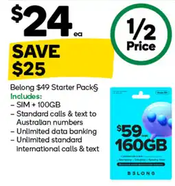 Woolworths Belong $49 Starter Pack offer